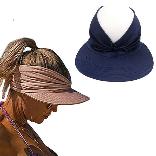 2X Sun Visor Cap Wide Brim Baseball Hat Navy Blue Pink