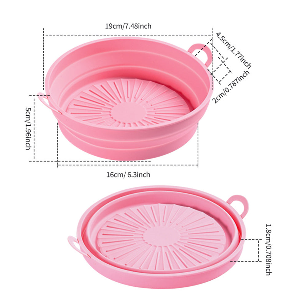 2Pcs 7.5 Inch Foldable Air Fryer Silicone Pot Blue Pink