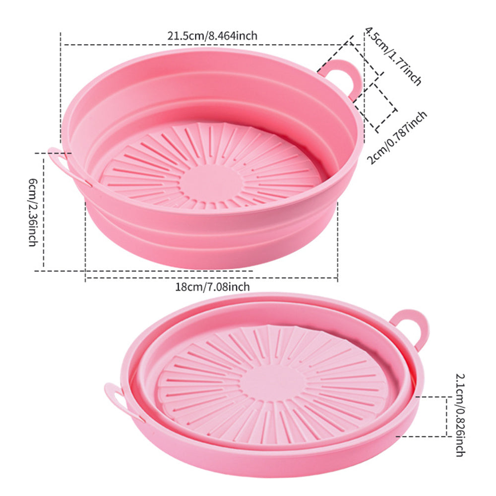 2Pcs 8.5 Inch Foldable Air Fryer Silicone Pot Blue Pink