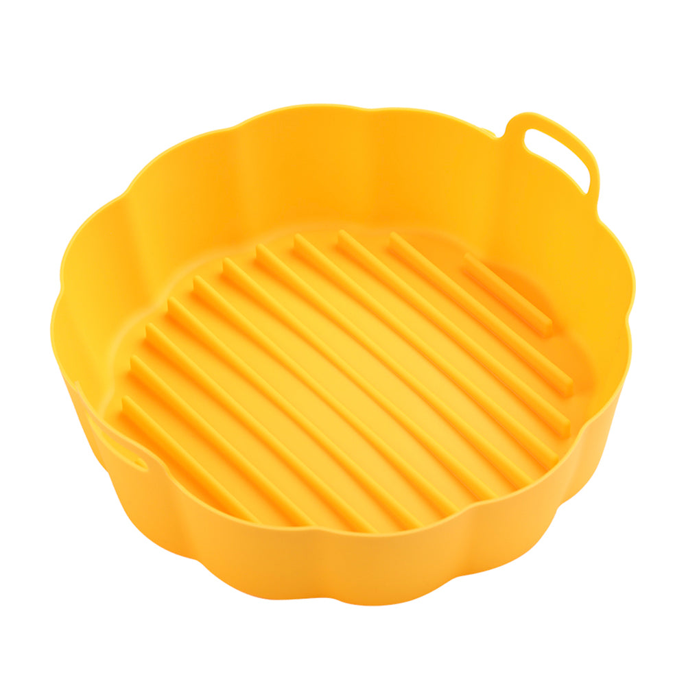 2Pcs 6.5 Inch FDA Certified Air Fryer Silicone Pot Green Yellow