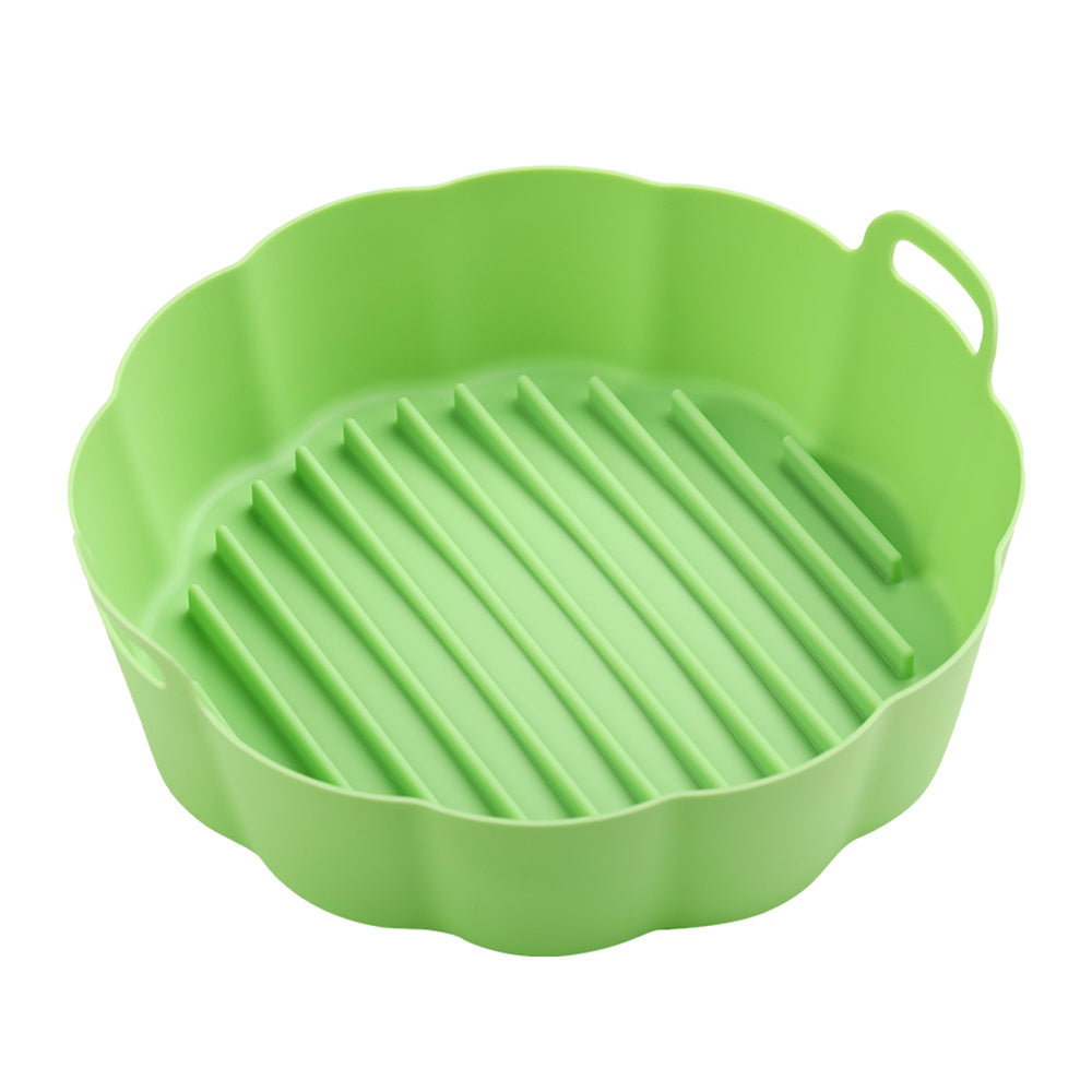 2Pcs 6.5 Inch FDA Certified Air Fryer Silicone Pot Green Yellow