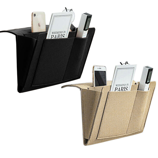 2X Bedside Pocket Storage Bag Sofa Side Hanging Bag Black Beige