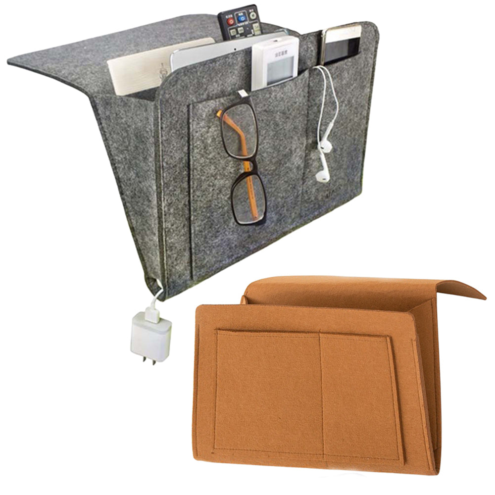 2X Bedside Pocket Storage Bag Sofa Side Hanging Bag Khaki Grey