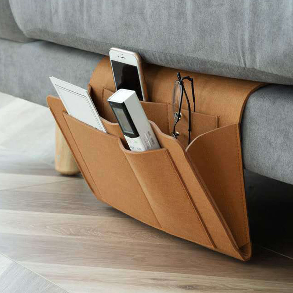 2X Bedside Pocket Storage Bag Sofa Side Hanging Bag Khaki Grey