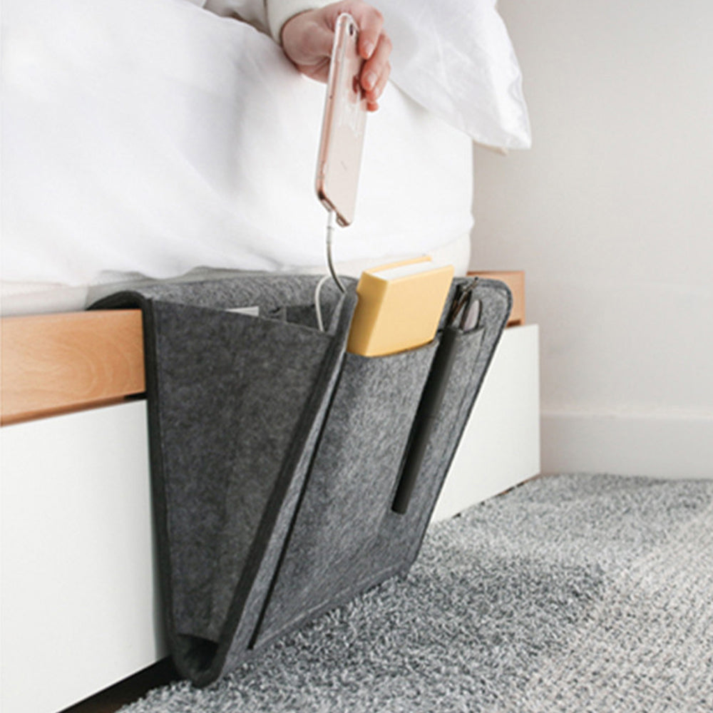 2X Bedside Pocket Storage Bag Sofa Side Hanging Bag Khaki Grey