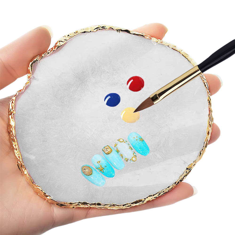 9pcs Nail Art Tools Set White Palette Dual End Brushes Nail Dotting Pen