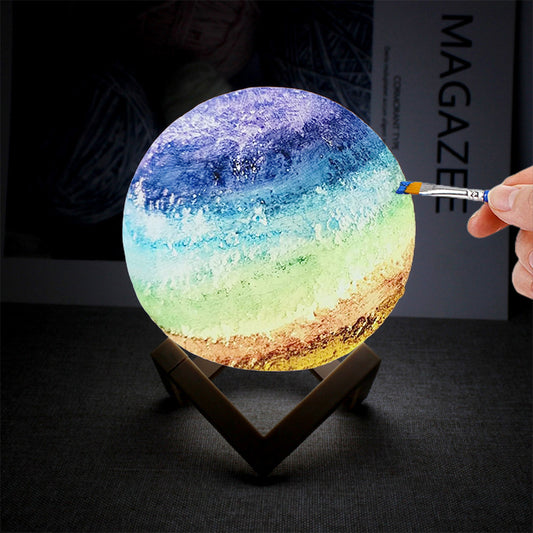 DIY Painting Moon Lamp Night Light White