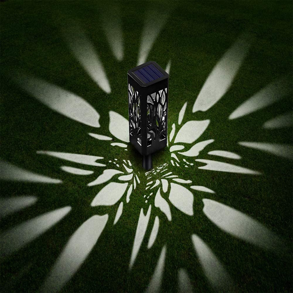 6Pcs Hollow Carved Solar Light Patio Walkway Lamp Garden Decor White Lights