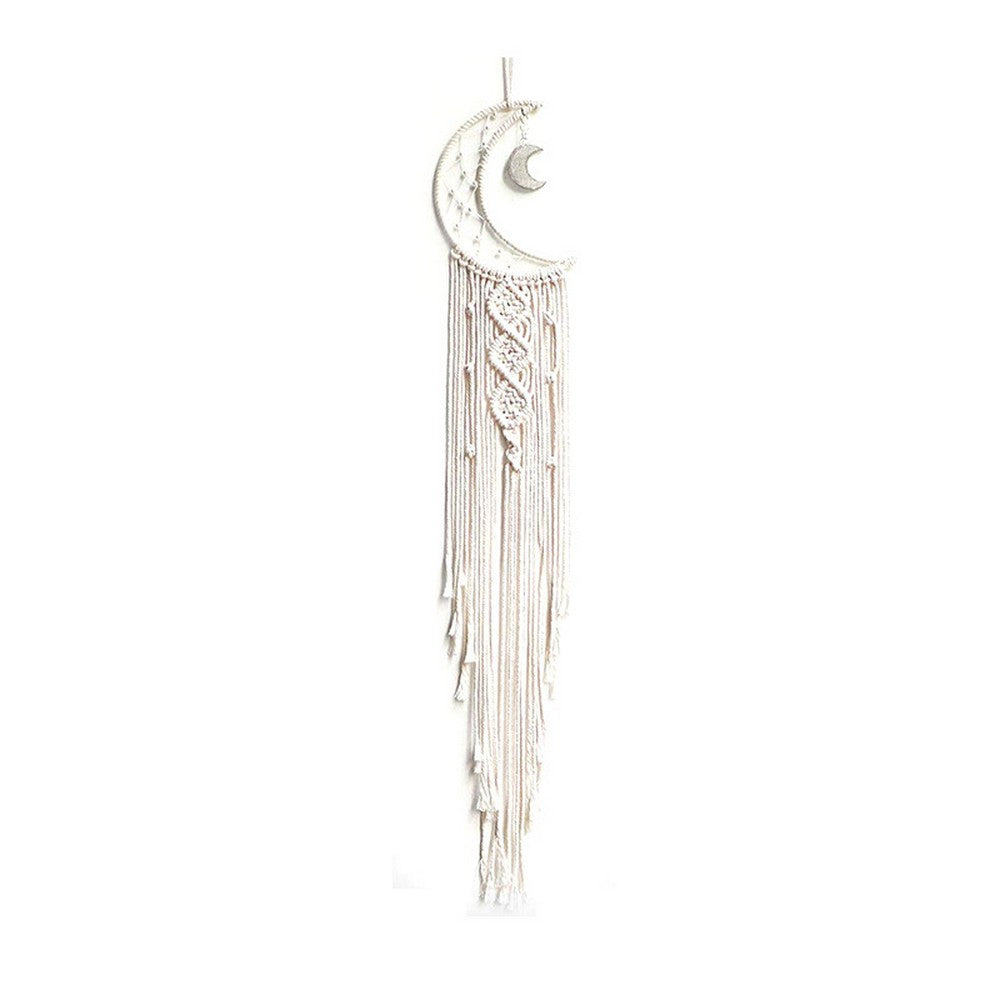 Hand Woven Moon Macrame Dream Catcher with Tassels
