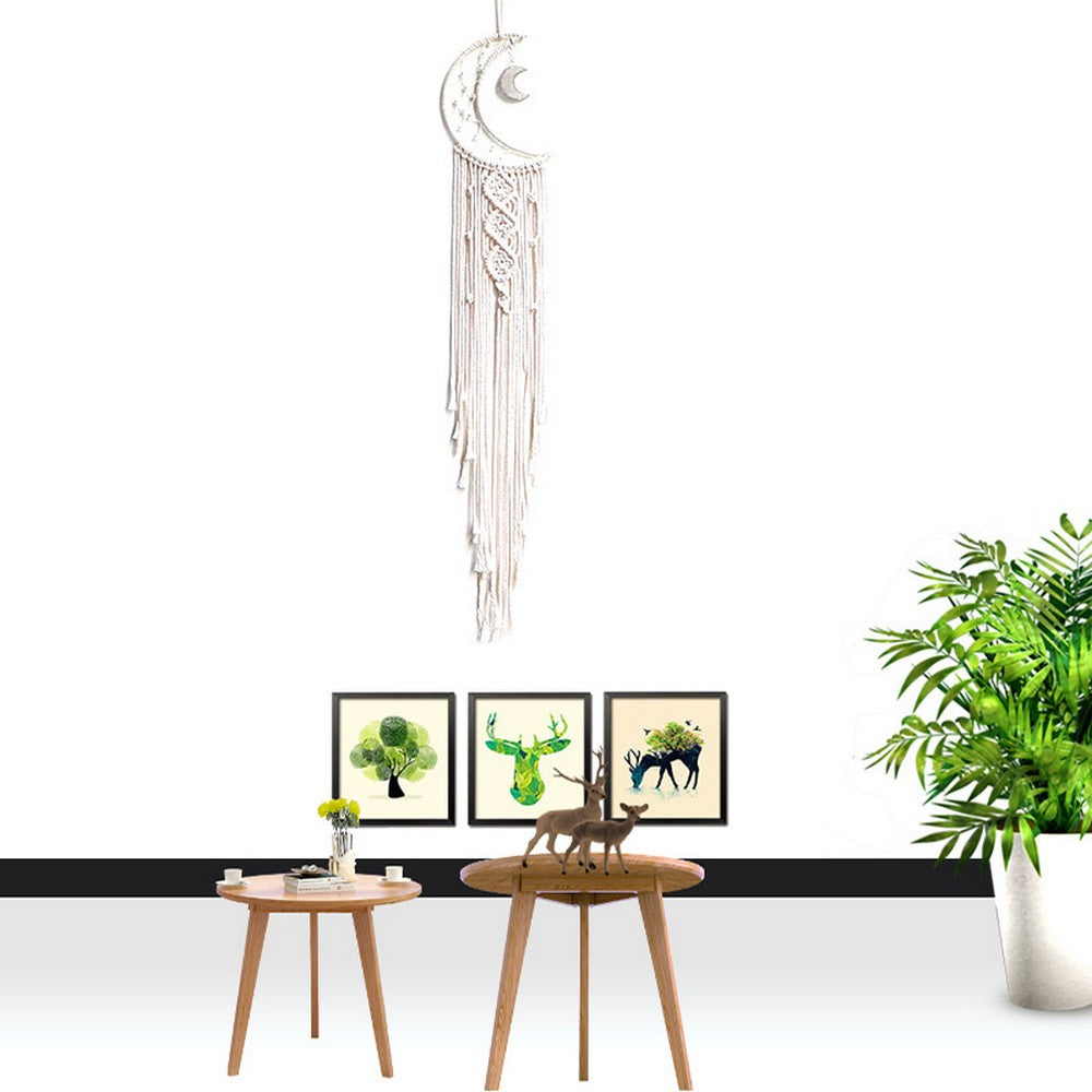 Hand Woven Moon Macrame Dream Catcher with Tassels