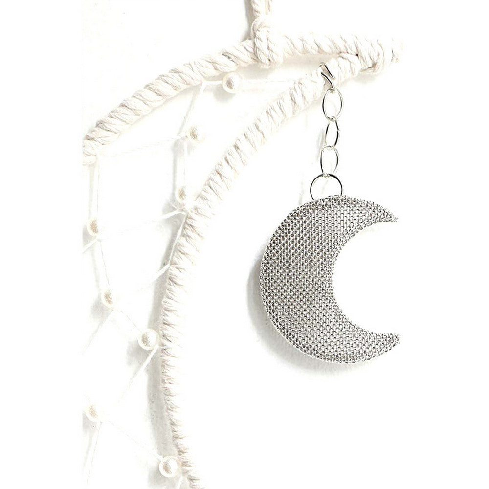 Hand Woven Moon Macrame Dream Catcher with Tassels
