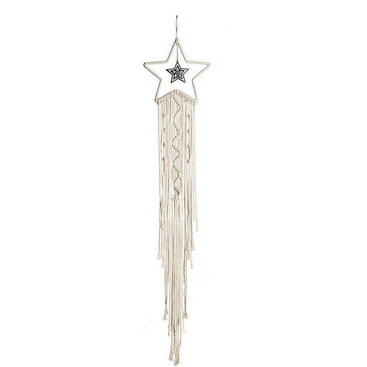 Hand Woven Star Macrame Dream Catcher with Tassels