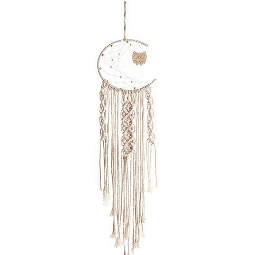 1X Hand Woven Macrame Owl Dream Catcher with Tassels