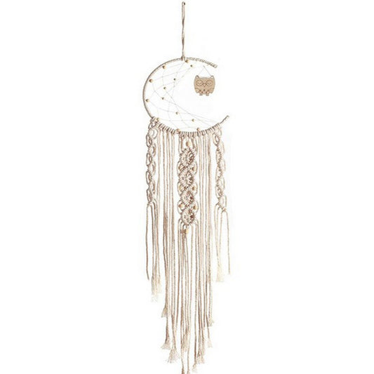 1X Hand Woven Macrame Owl Dream Catcher with Tassels
