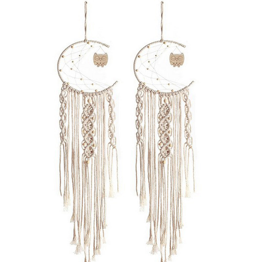 2X Hand Woven Macrame Owl Dream Catcher with Tassels