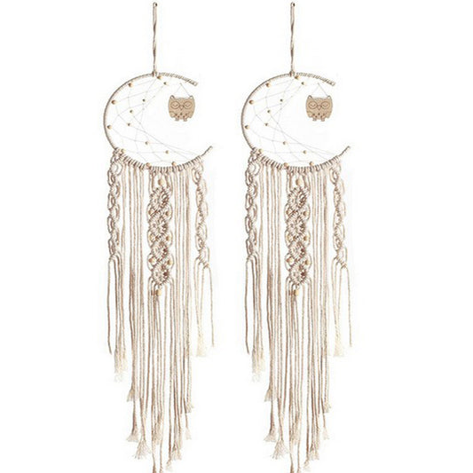 2X Hand Woven Macrame Owl Dream Catcher with Tassels