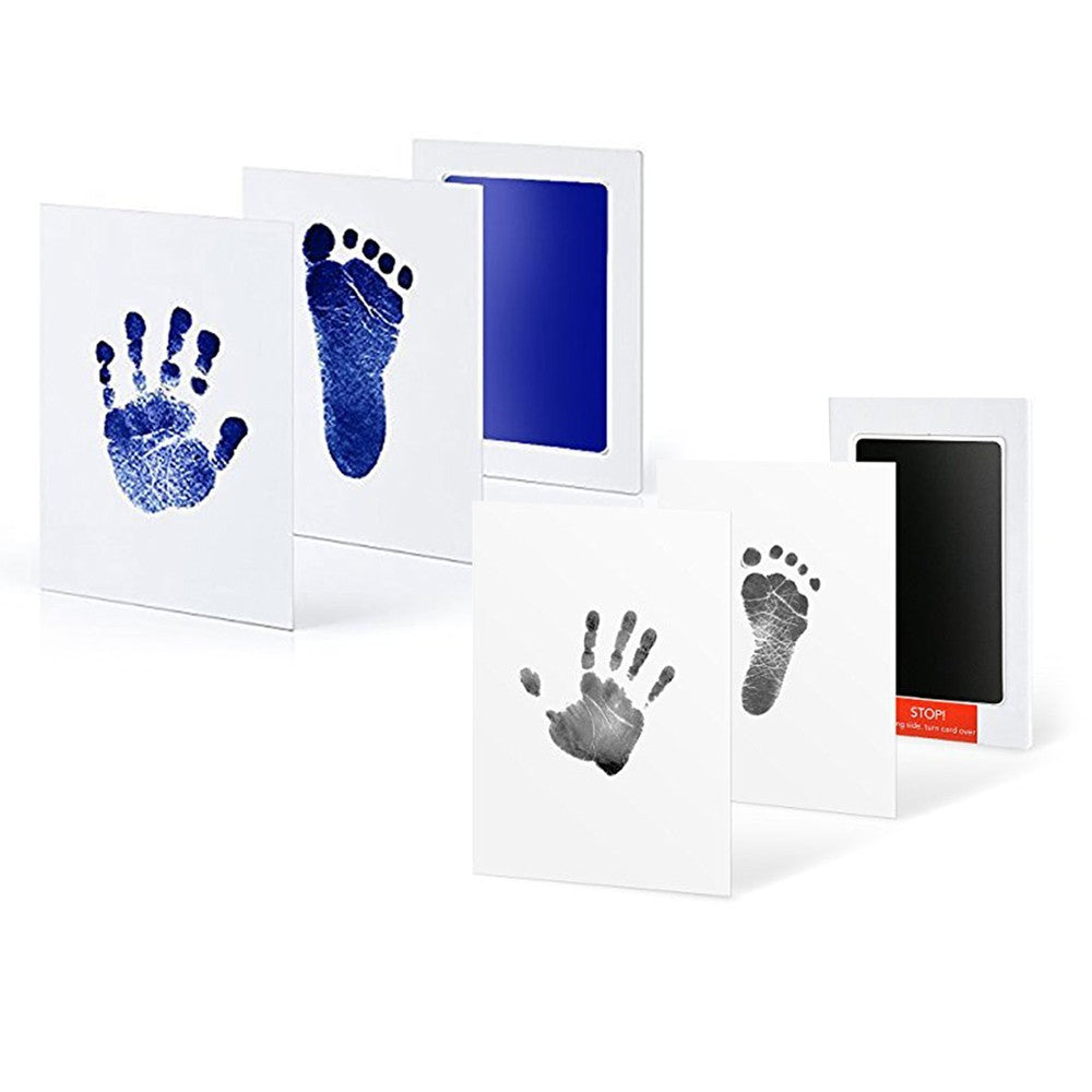 2X Newborn Baby Handprint Footprint Keepsake Kit Blue Black