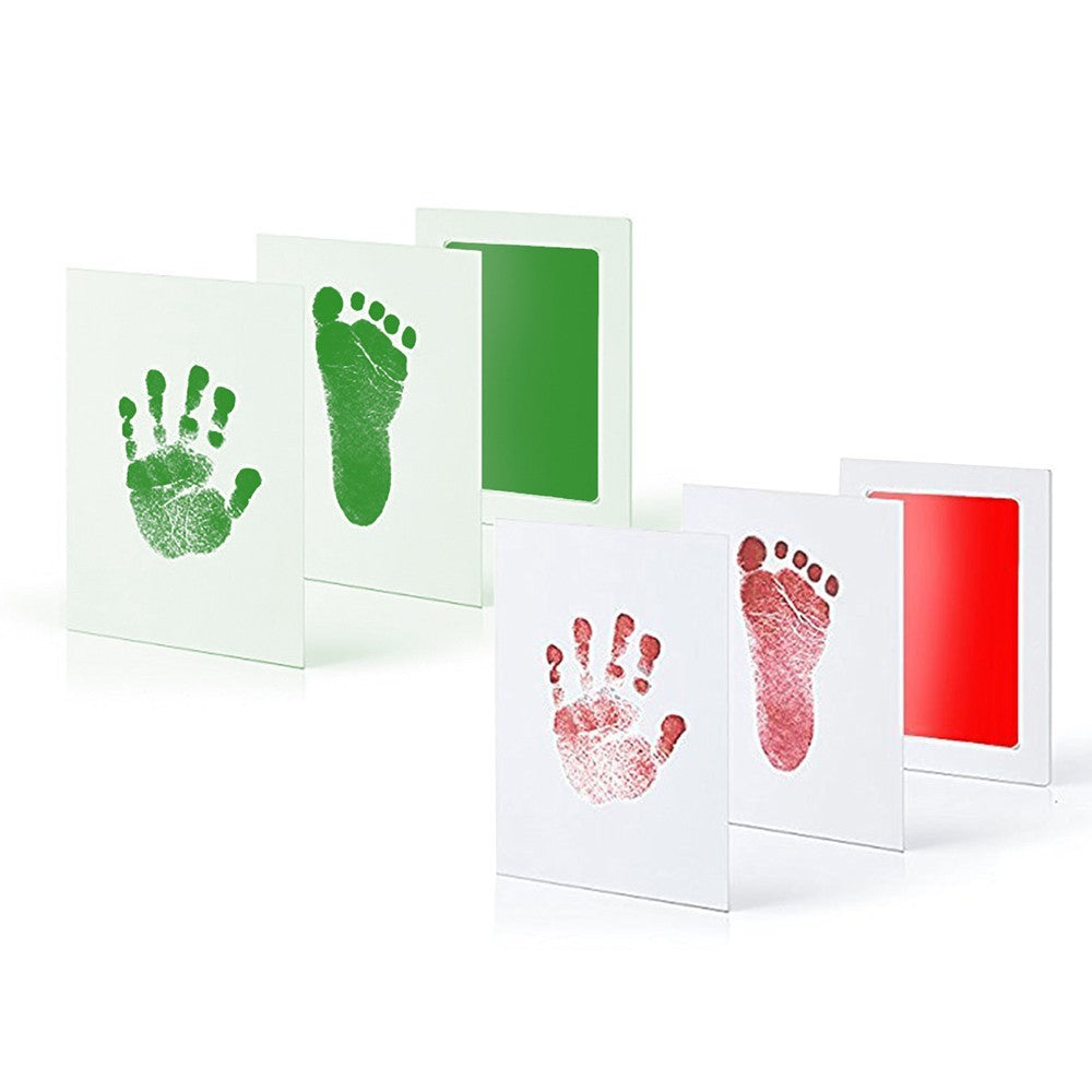 2X Newborn Baby Handprint Footprint Keepsake Kit Light Green Red