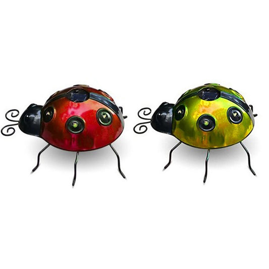 2X Solar Ladybug Lights Garden Lawn Statue Decoration Red Yellow