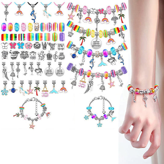 Set of 112Pcs DIY Charm Jewelry Beads Bracelet Making Kit for Girls