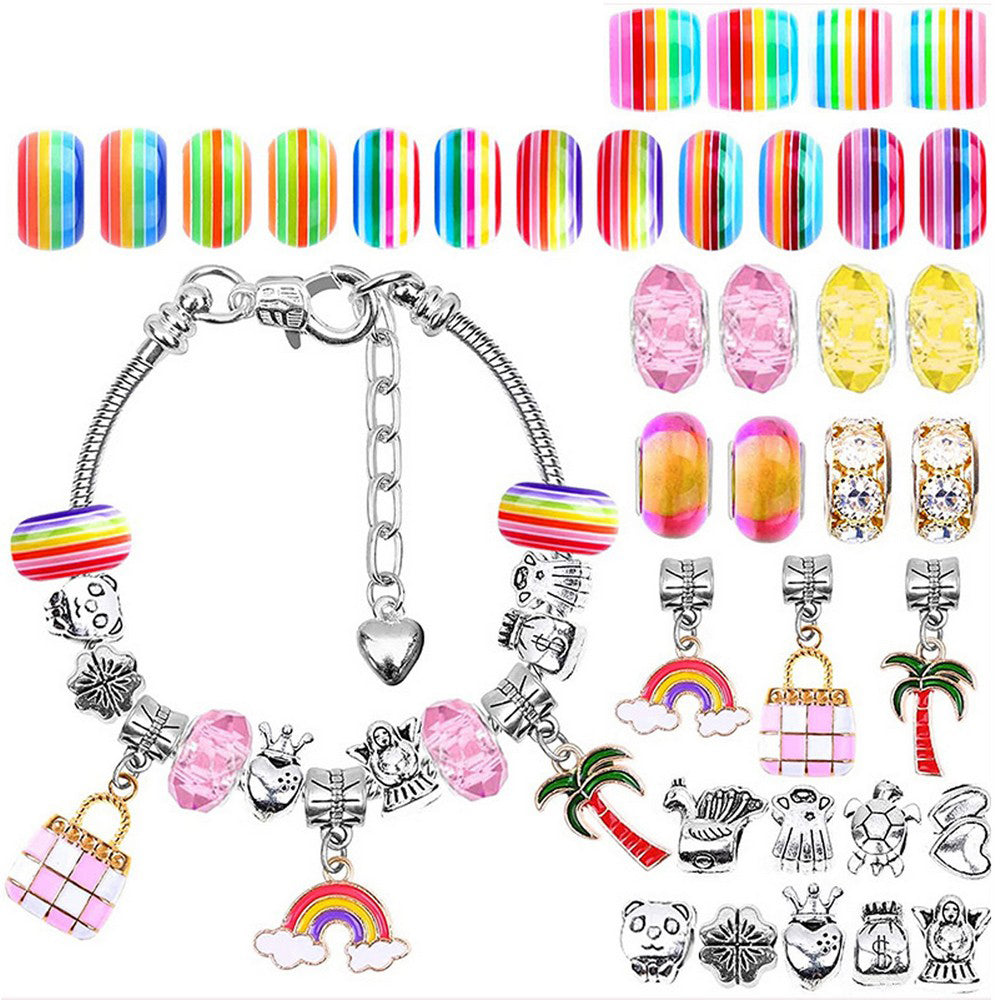 Set of 112Pcs DIY Charm Jewelry Beads Bracelet Making Kit for Girls