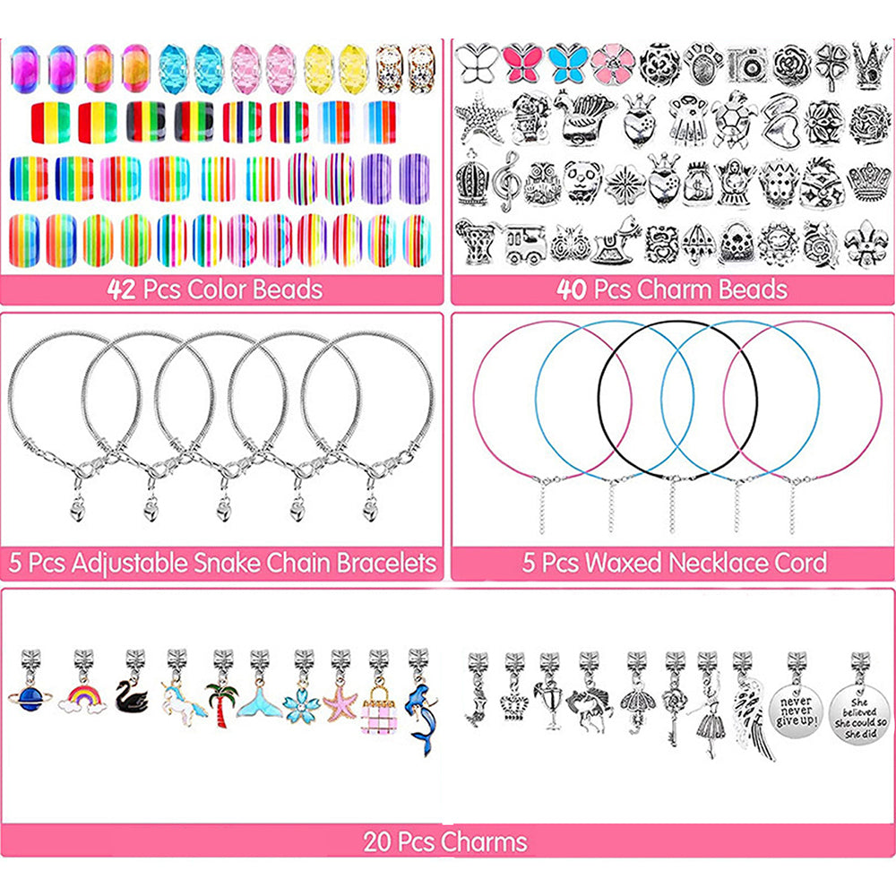 Set of 112Pcs DIY Charm Jewelry Beads Bracelet Making Kit for Girls
