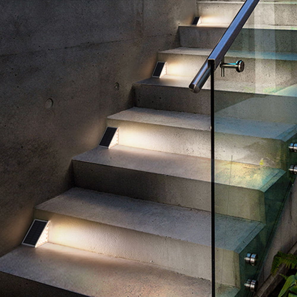 2Pcs Solar Stair Lamps Step Lamps Warm Lights