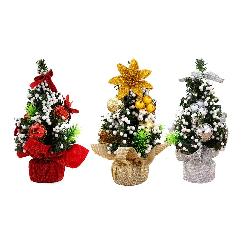 3Pcs 20cm Tabletop Mini Artificial Christmas Tree Ornaments