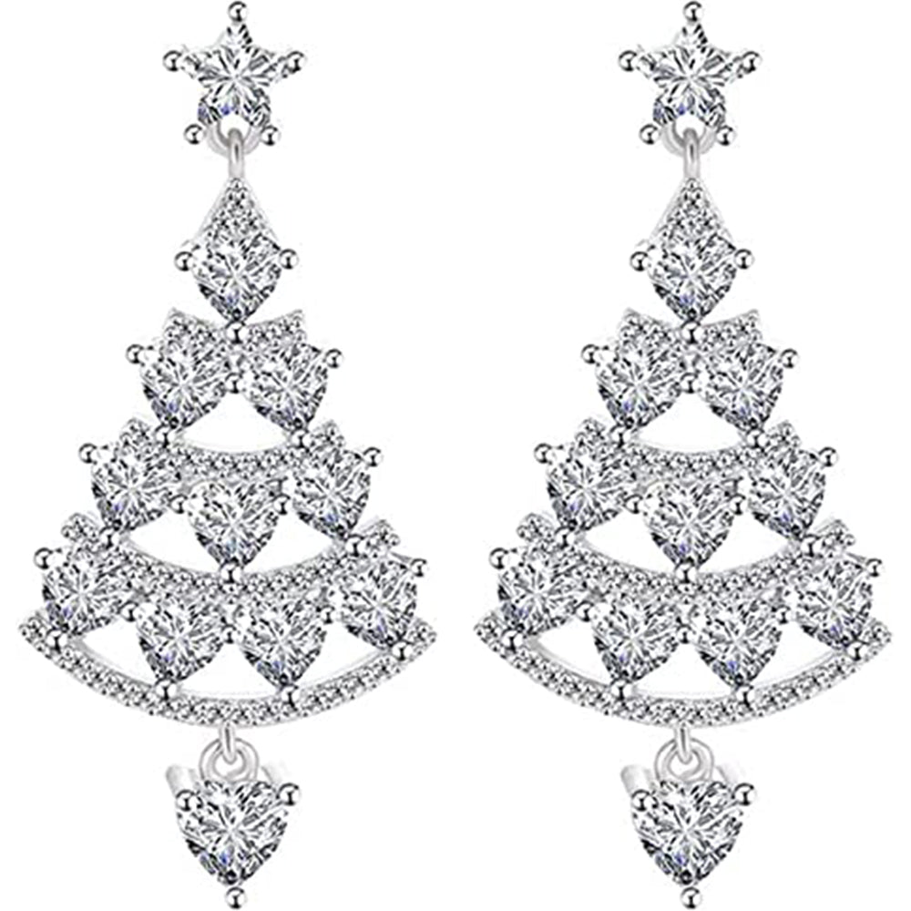 Pair of Christmas Tree Stud Earrings Silver