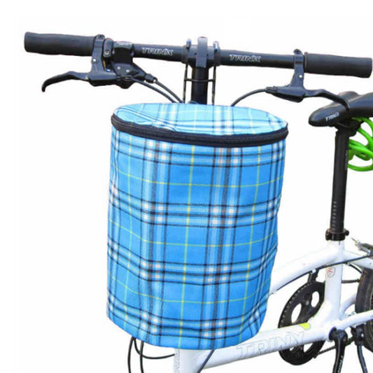 Detachable Bike Bicycle Front Basket Blue Grid