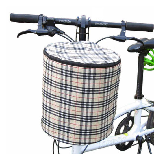 Detachable Bike Bicycle Front Basket Beige Grid