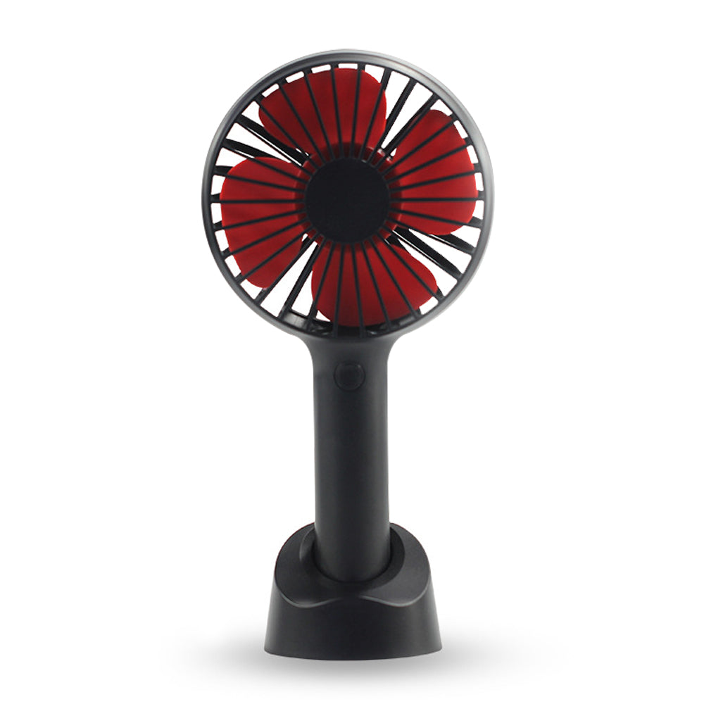 Portable USB Rechargeable Handheld Fan with Phone Holder Black