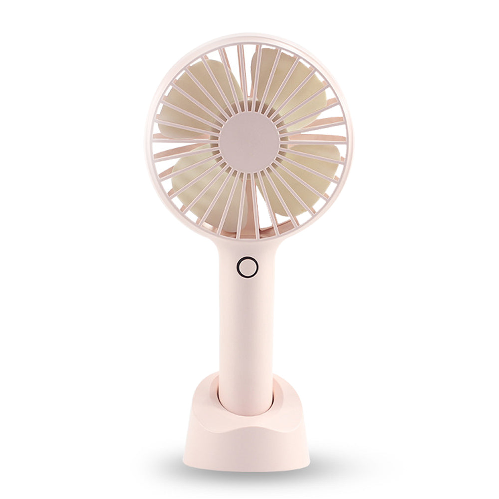 Portable USB Rechargeable Handheld Fan with Phone Holder Pink