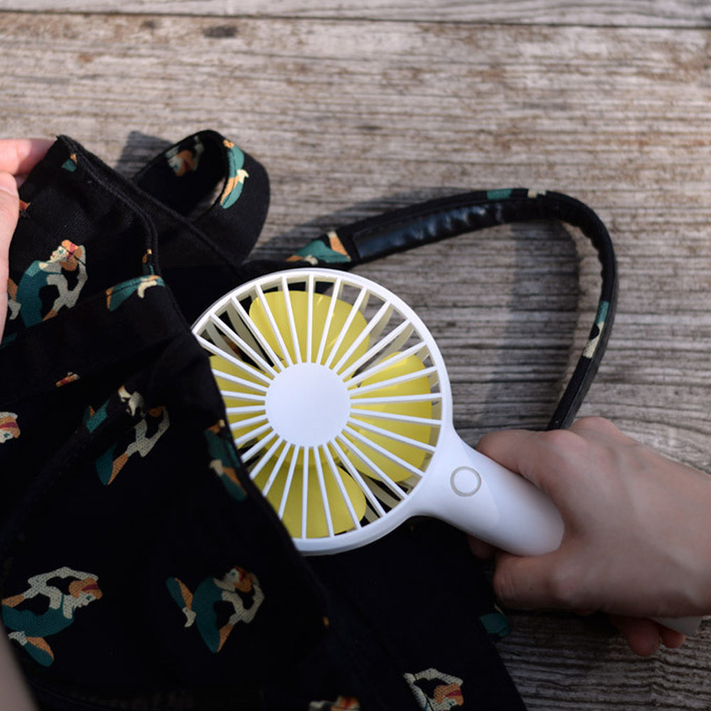 Portable USB Rechargeable Handheld Fan with Phone Holder White