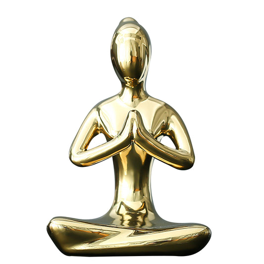 1X Ceramic Yoga Girl Desktop Decoration Statues Style 2