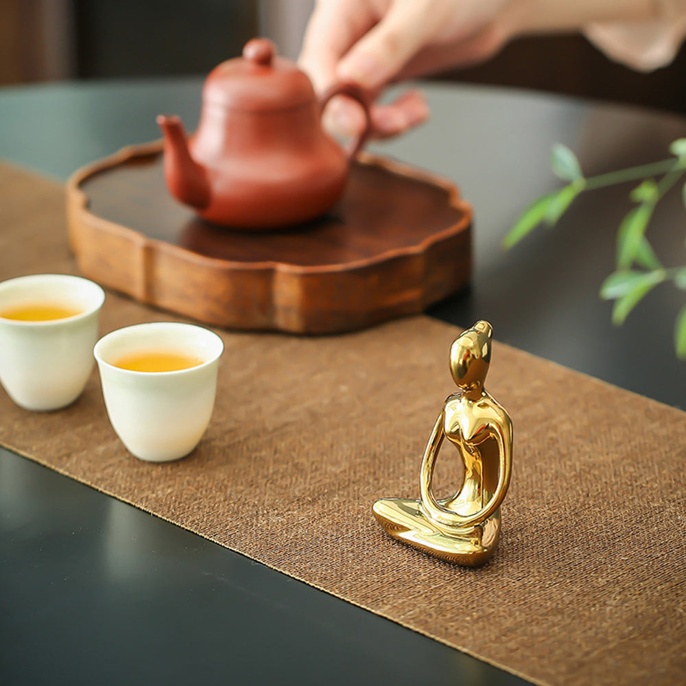 1X Ceramic Yoga Girl Desktop Decoration Statues Style 3