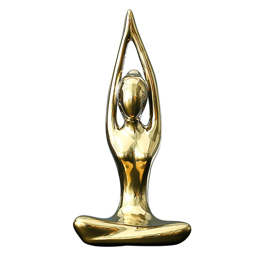 1X Ceramic Yoga Girl Desktop Decoration Statues Style 4