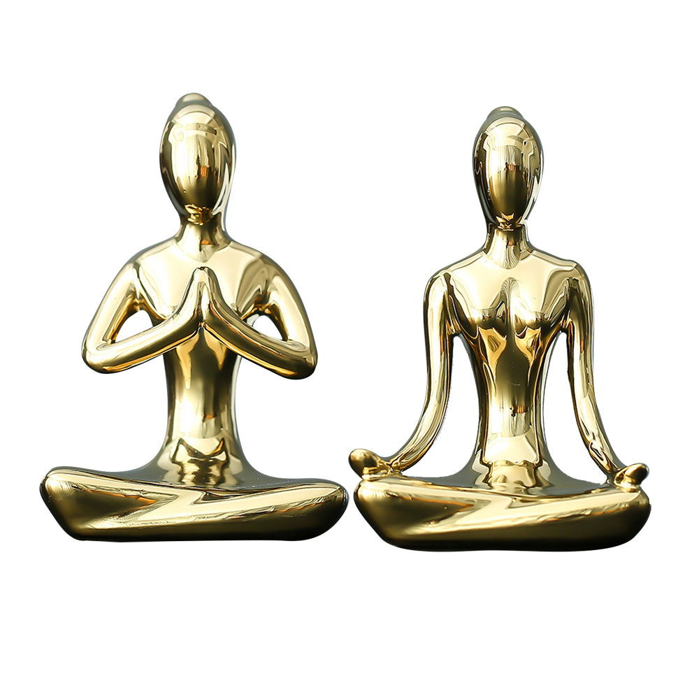 2X Ceramic Yoga Girl Desktop Decoration Statues Style 1 and 2