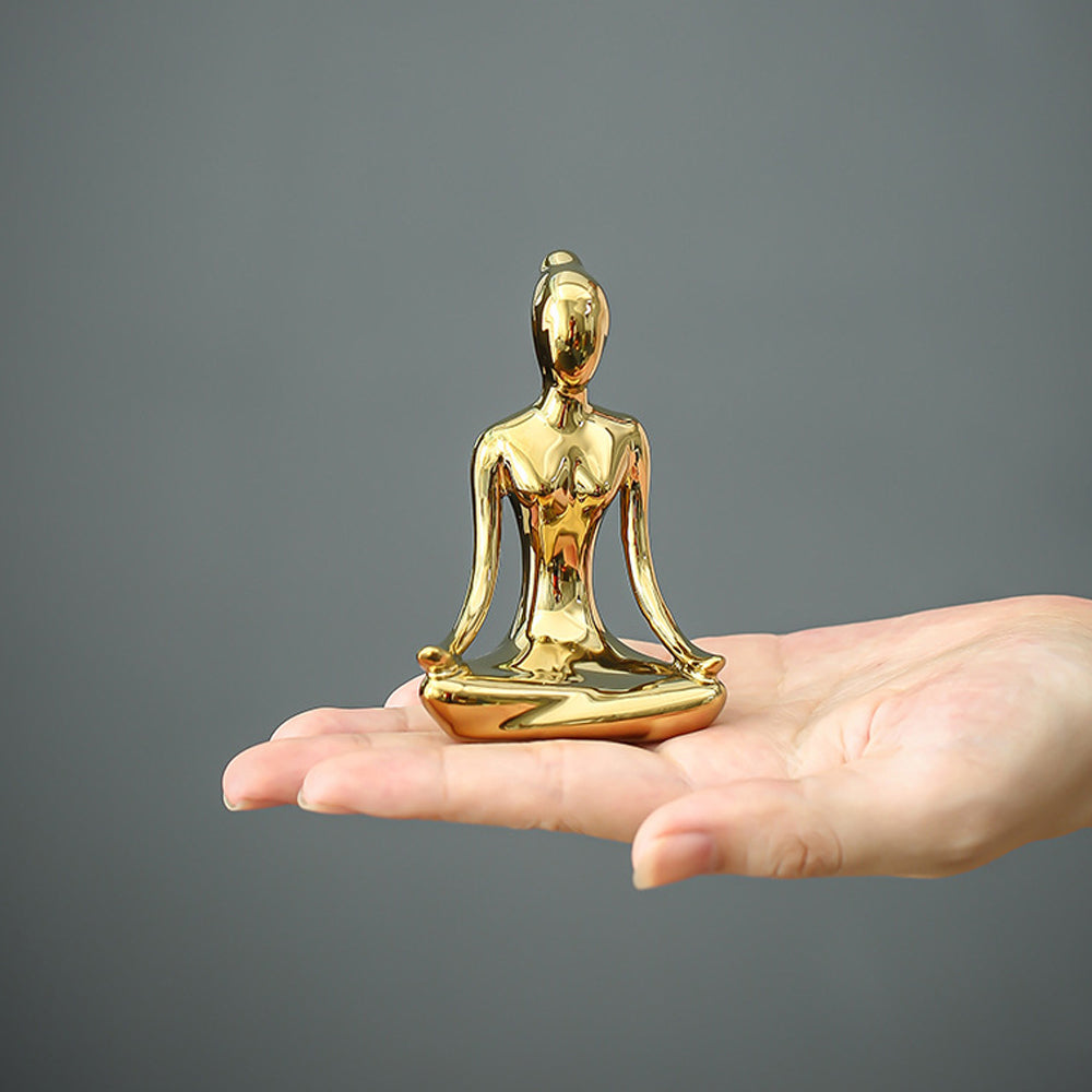 2X Ceramic Yoga Girl Desktop Decoration Statues Style 1 and 2