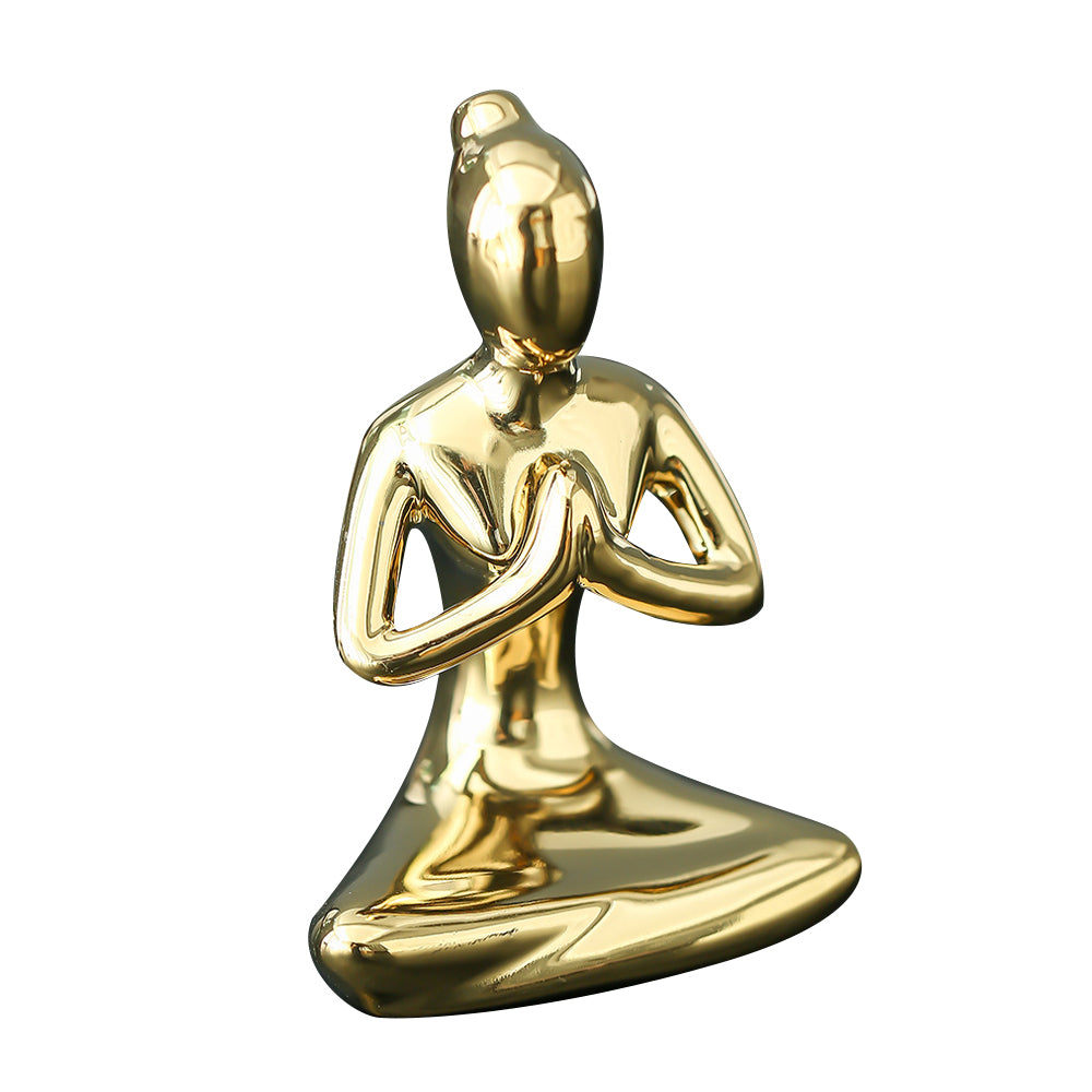 2X Ceramic Yoga Girl Desktop Decoration Statues Style 1 and 2