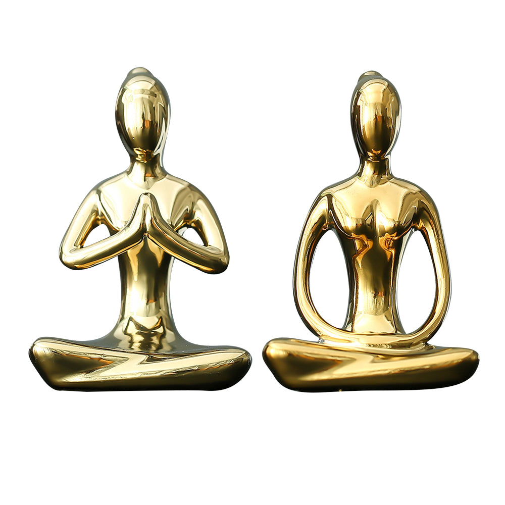 2X Ceramic Yoga Girl Desktop Decoration Statues Style 2 and 3