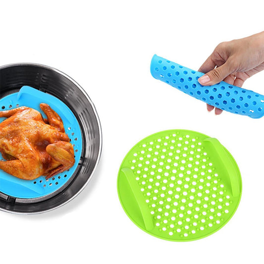 2Pcs Air Fryer Silicone Pot Baking Basket Oven Nonstick Liners Blue and Green