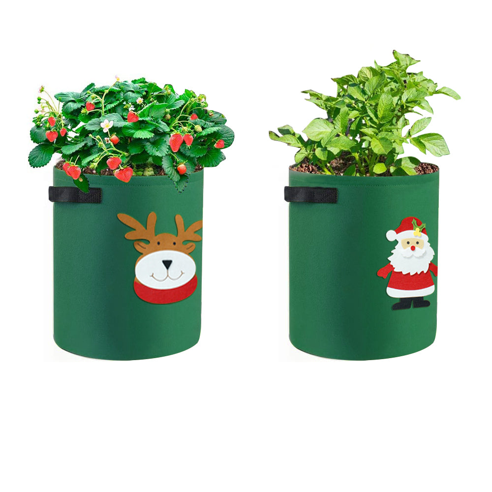 2X Christmas Printed 7 Gallon Non Woven Potato Vegetable Grow Bags