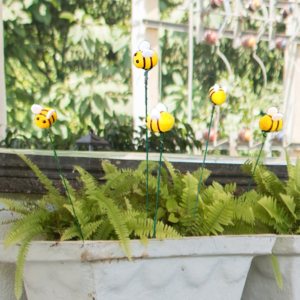 5Pcs Garden Bee Stakes Decoration Yard Plant Pot Ornament