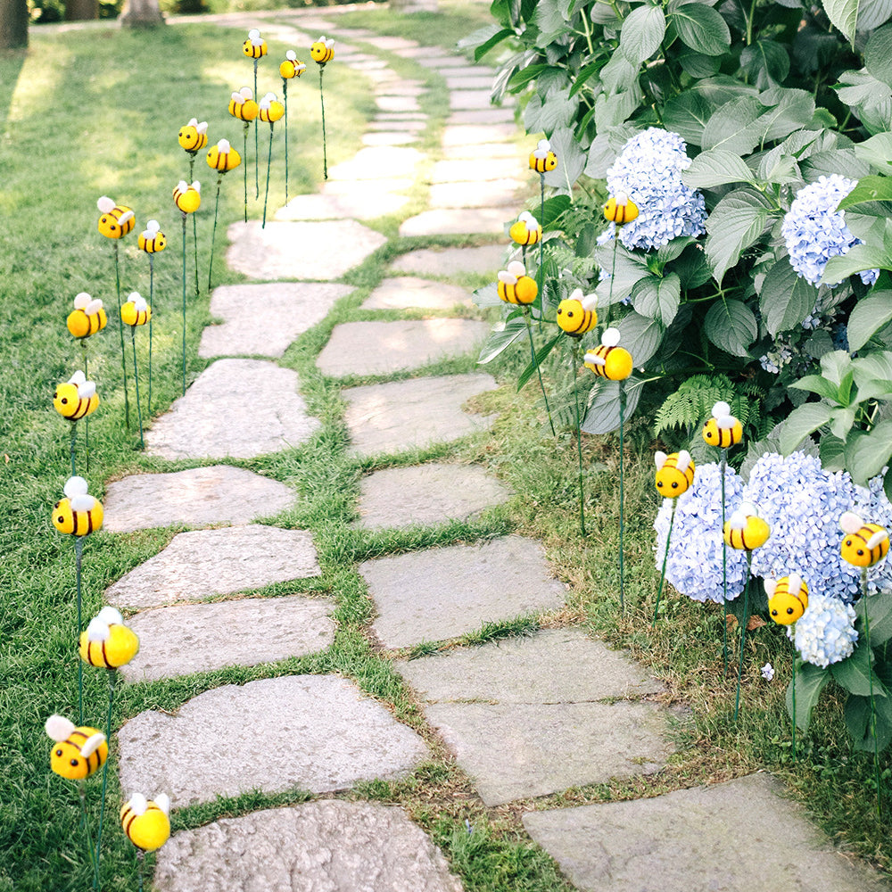 5Pcs Garden Bee Stakes Decoration Yard Plant Pot Ornament