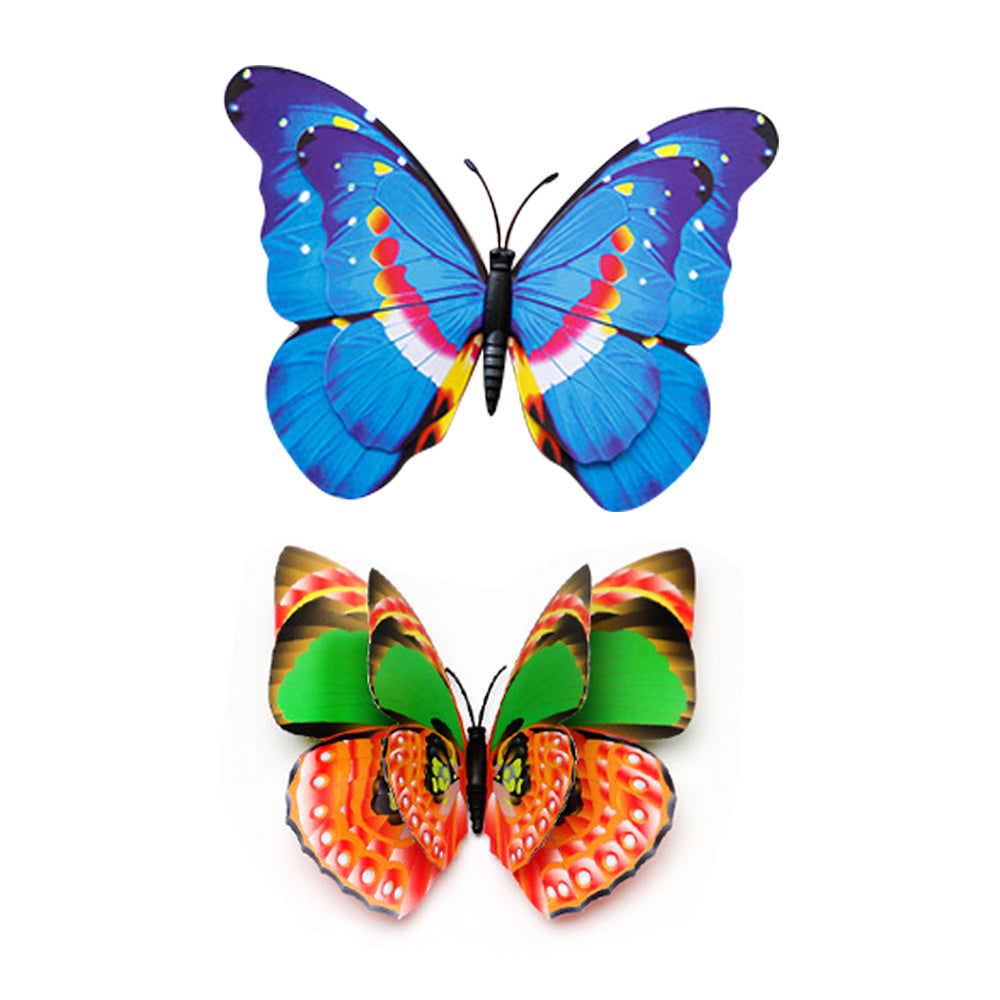 50Pcs Double Layer Wings Butterfly Stakes Plant Pot Ornament Color Random