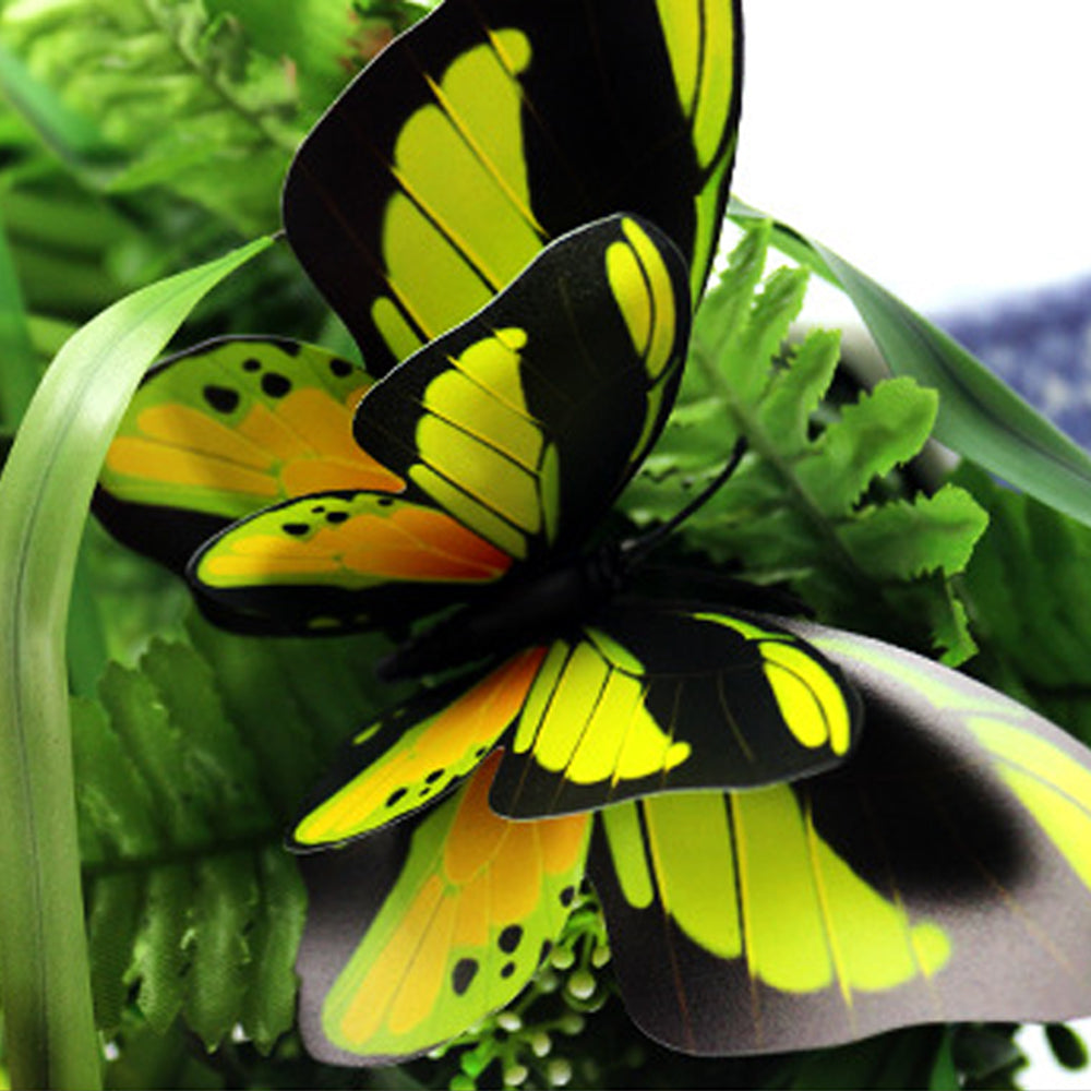 50Pcs Double Layer Wings Butterfly Stakes Plant Pot Ornament Color Random