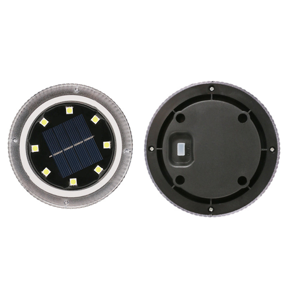 4Pcs Solar Powered Round LED Garden Ground Light White Lights