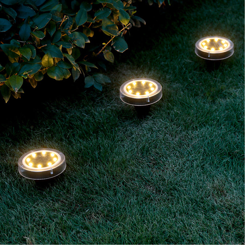 4Pcs Solar Powered Round LED Garden Ground Light Warm Lights
