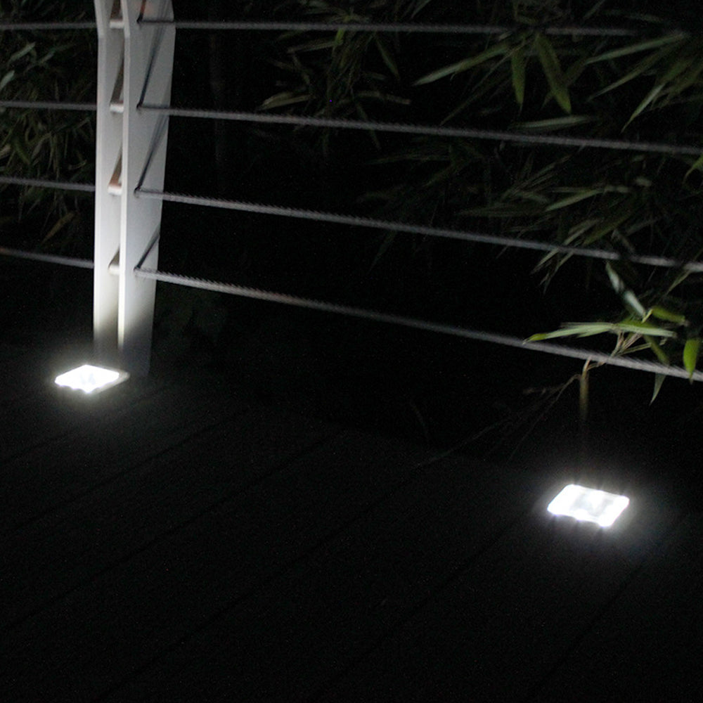4Pcs Solar Powered Square LED Garden Ground Light White Lights